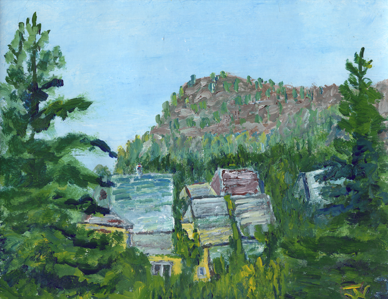 Acrylic on Cardstock 8.5 x 11in For Sale